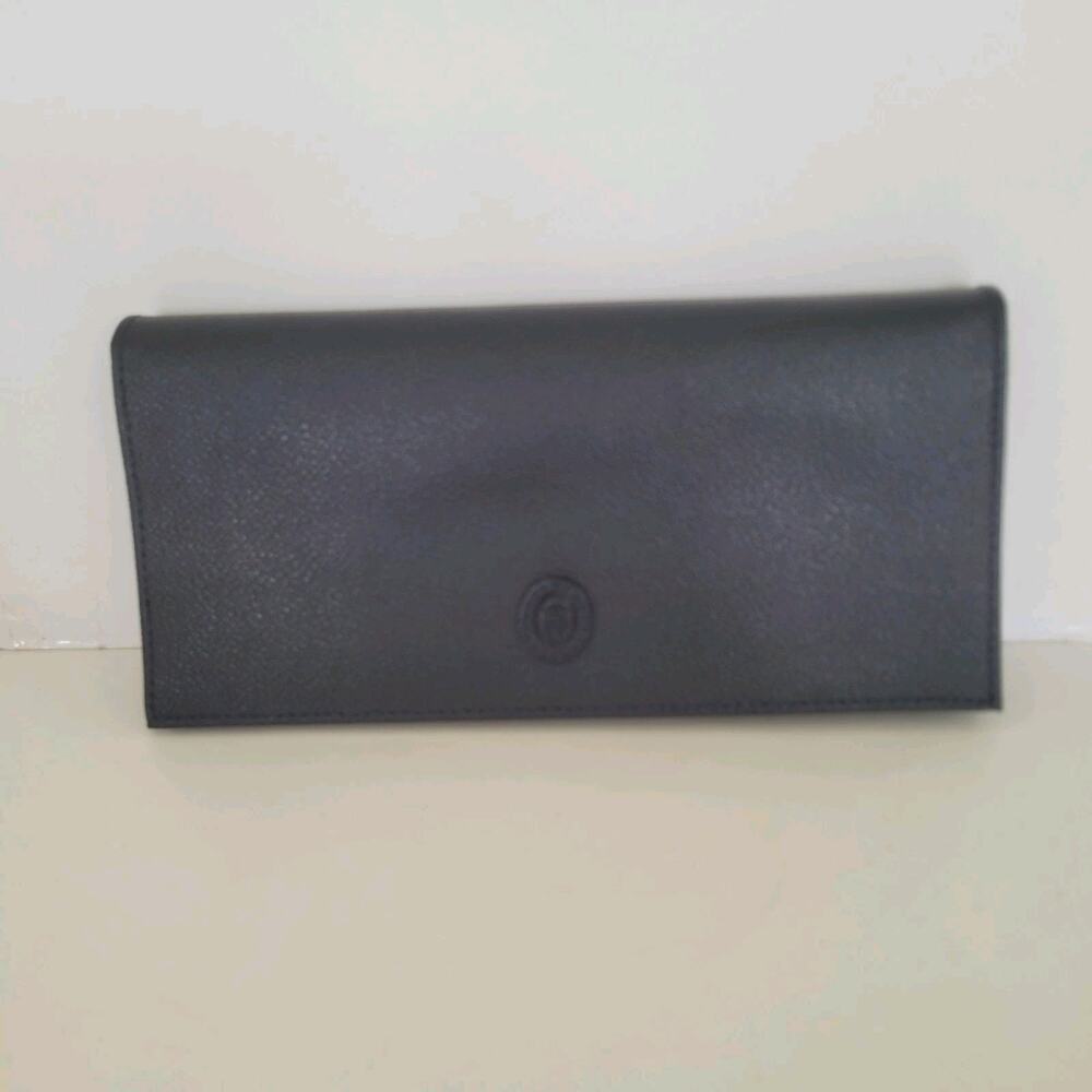 Trussardi Unisex Bifold Card Holder Checkbook Blue Wallet Long Leather Italian